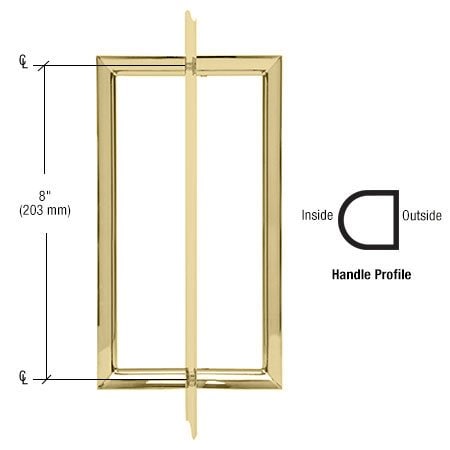 Cr Laurence 8 in. Unlacquered Brass RM Series Flat Outside Surface/Round Tubing Inside Back-to-Back Pull Handle RM8X8ULBR